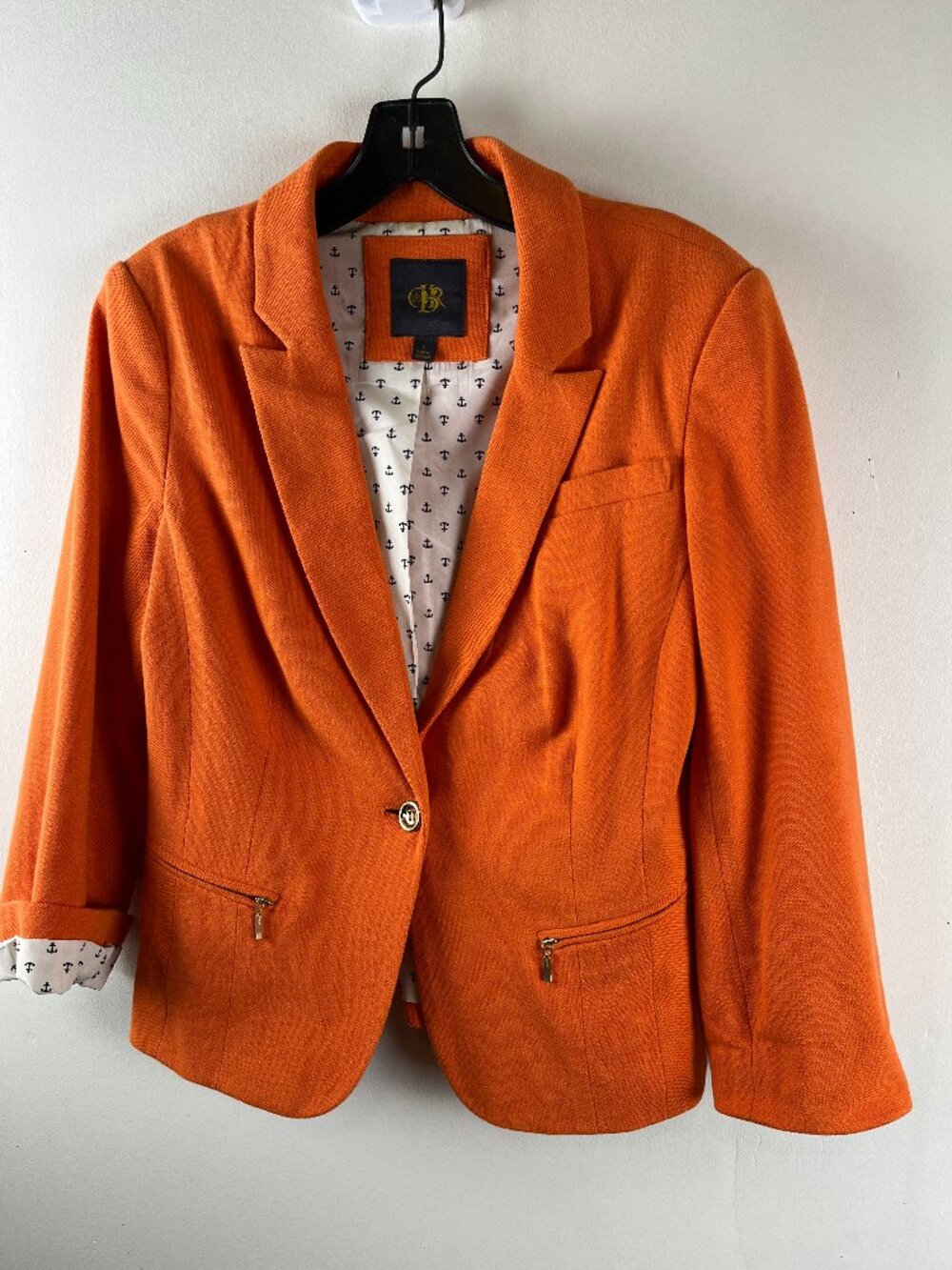 Orange CBR Outback Blazer With Navy And White Anchor-Print  Lining